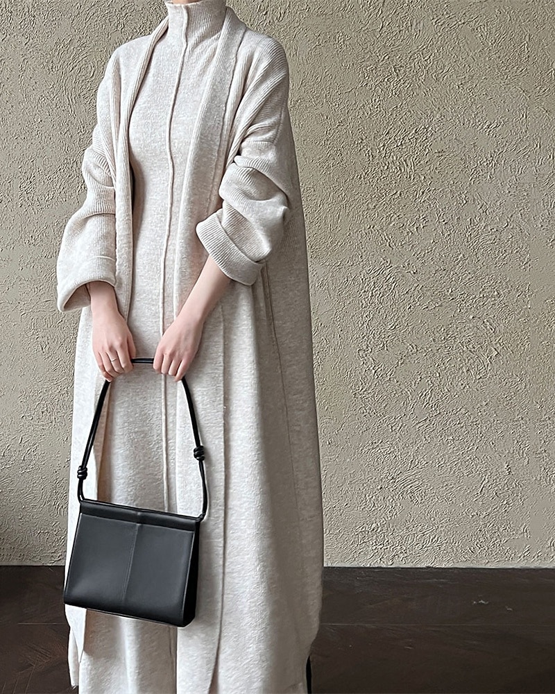 Women's Long Dress Maxi Dress Knit Dress Casual Dress Dress Set Elegant Fashion Modern Outdoor Daily Going out Regular Fit Plain Long Sleeve Stand Collar Beige Winter Autumn 2025 - $56.99 –P6