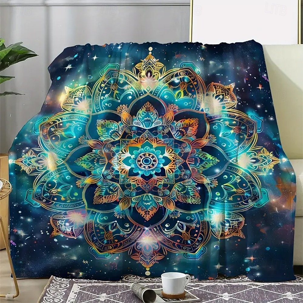 Флисовый плед для дивана, йоги, медитации, цветка, чакры, лотоса, духовного спорта, мистического дивана-кровати, декоративного теплого одеяла для домашнего декора 2026 - $18.49 –P2