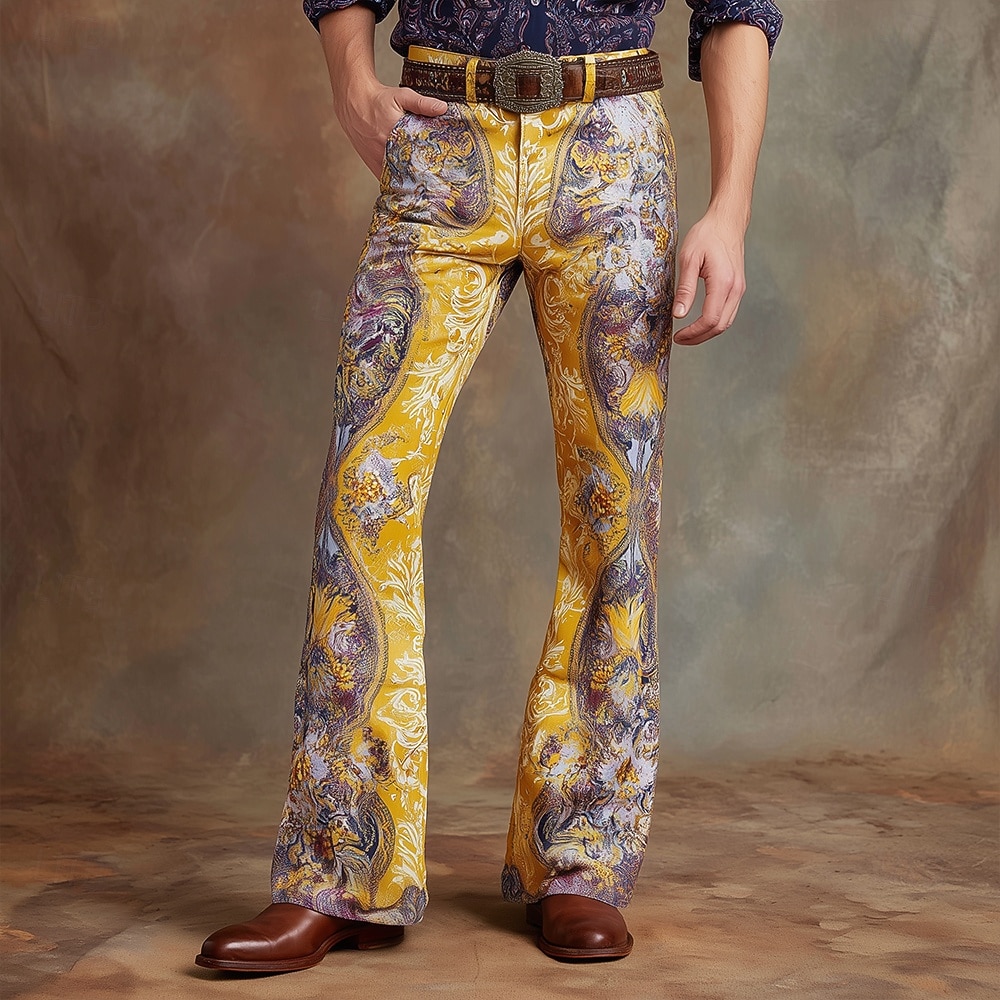 Per uomo Paisley Stampa Floreale Etnico Pantaloni da discoteca Pantaloni a zampa d'elefante anni '60 e '70 Misura del girovita medio Western Vintage Retrò All'aperto Vacanza Casuale Tasche Laterali del 2026 a $29.99 –P1