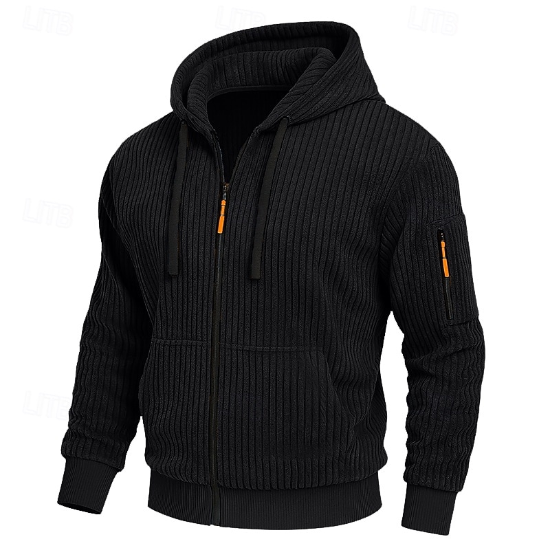 Per uomo Felpa con cappuccio Felpa con cappuccio a zip intera Velluto a coste Felpa con cappuccio tattica Nero Bianco Verde militare Rosso Borgogna Con Cappuccio Semplice Testurizzato Sport & Outdoor del 2025 a $23.99 –P5