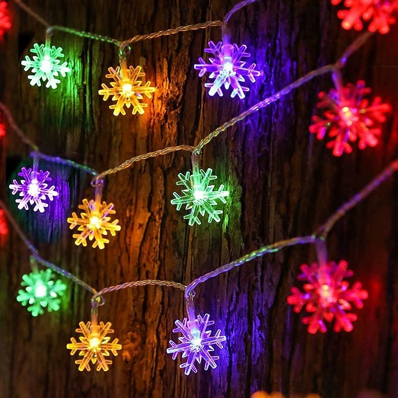 2025年 クリスマス LED スノーフレーク エルク スター フェアリー ストリングライト 10/20/40LED 新年 ウェディング ガーランドライト 電池式 ホリデーパーティー 雰囲気 デコレーション  コレクション – $12.99 –P12