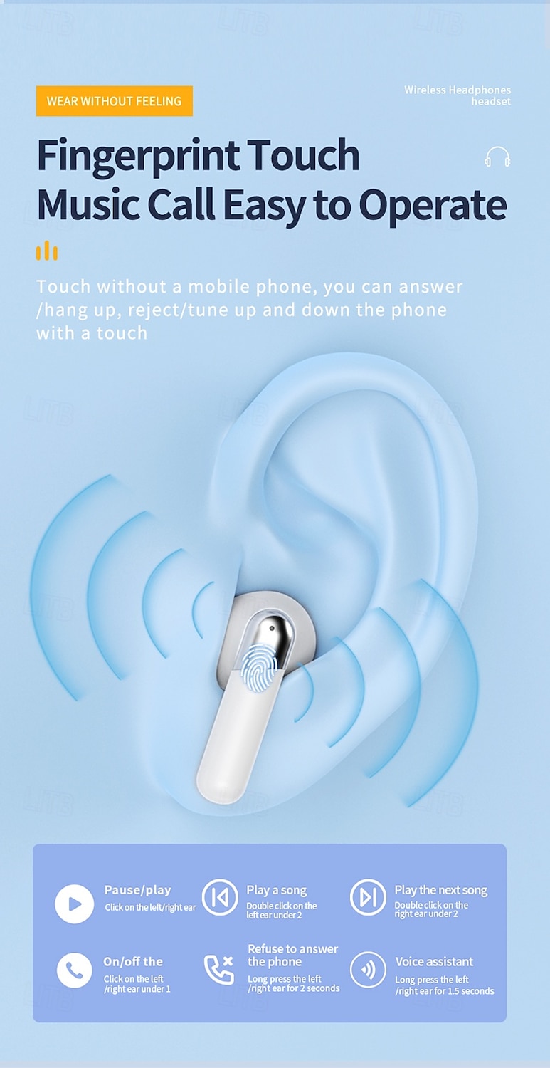 YW15 True Wireless Headphones TWS Earbuds In Ear Bluetooth 5.3 LED Light Deep Bass for Apple Samsung Huawei Xiaomi MI  Camping / Hiking Running Fitness Office Business Mobile Phone Gaming 2025 - $15.99 –P4