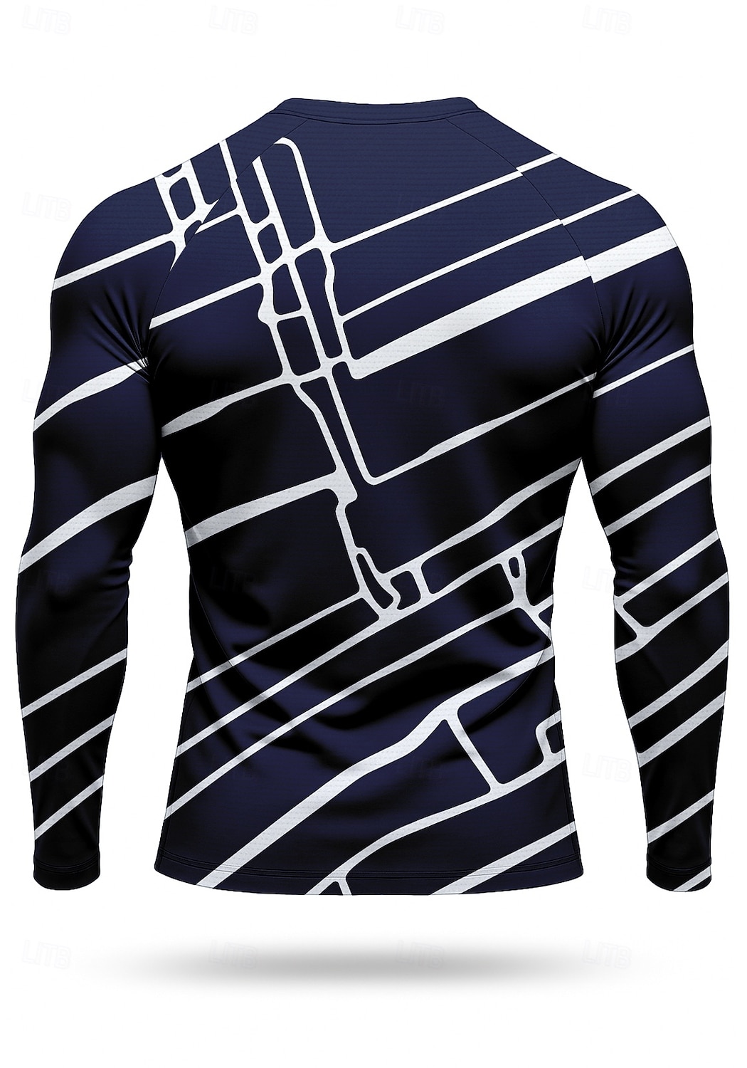 2025年 男性用 コンプレッション・シャツ ランニングＴシャツ 3Dプリント 長袖 ベース層 幾何学模様 速乾性 ビデオ圧縮 パワーフレックス 吸汗性 ジムトレーニング アクティブトレーニング サイクリング スポーツウェア アクティブウェア ブラック ネイビーブルー  コレクション – $20.99 –P2