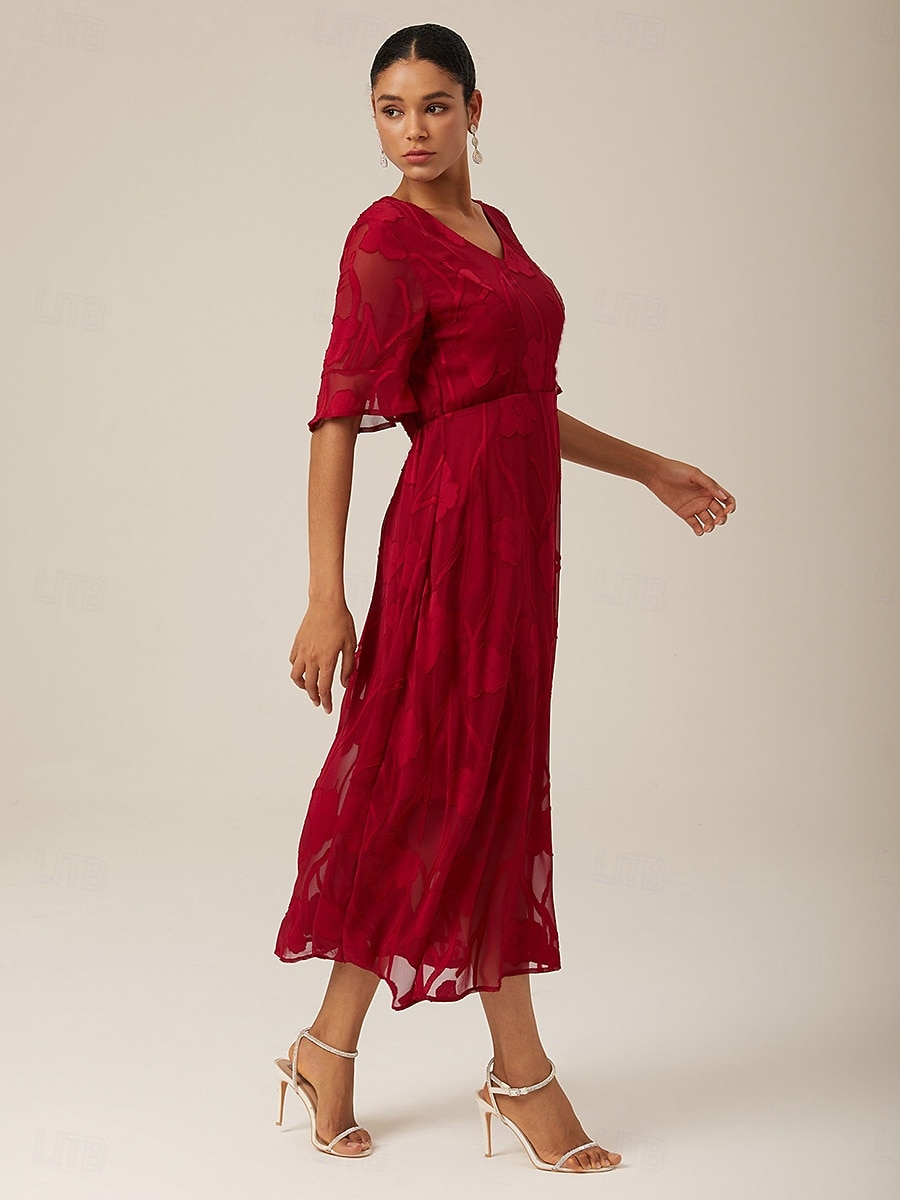 Dames Maxi-jurk Cocktail jurk Bruiloft gast jurk Semi-formele jurk A lijn jurk Elegant Werk Verjaardag Flutter mouw Bruiloft gast Cocktailparty Formele avonden Normale pasvorm Effen Kleur Effen Halve 2025 - $59.99 –P16