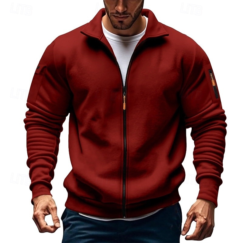 Per uomo Felpa con cappuccio Felpa con cappuccio a zip intera Felpa con cappuccio in pile Felpa con cappuccio tattica Nero Bianco Verde militare Rosso Borgogna Colletto Mao Semplice Cerniera Sport del 2025 a $27.99 –P14
