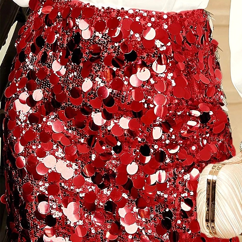 Pentru femei Fustă Bodycon Modă Sclipici Strălucitor & Sclipitor Mini Talie Înaltă Fuste Simplu Paiete Micro-elastic Petrecere Stradă Bleumarin Negru Șampaniu Roz Îmbujorat Primăvară Poliester 2025 - $36.99 –P7