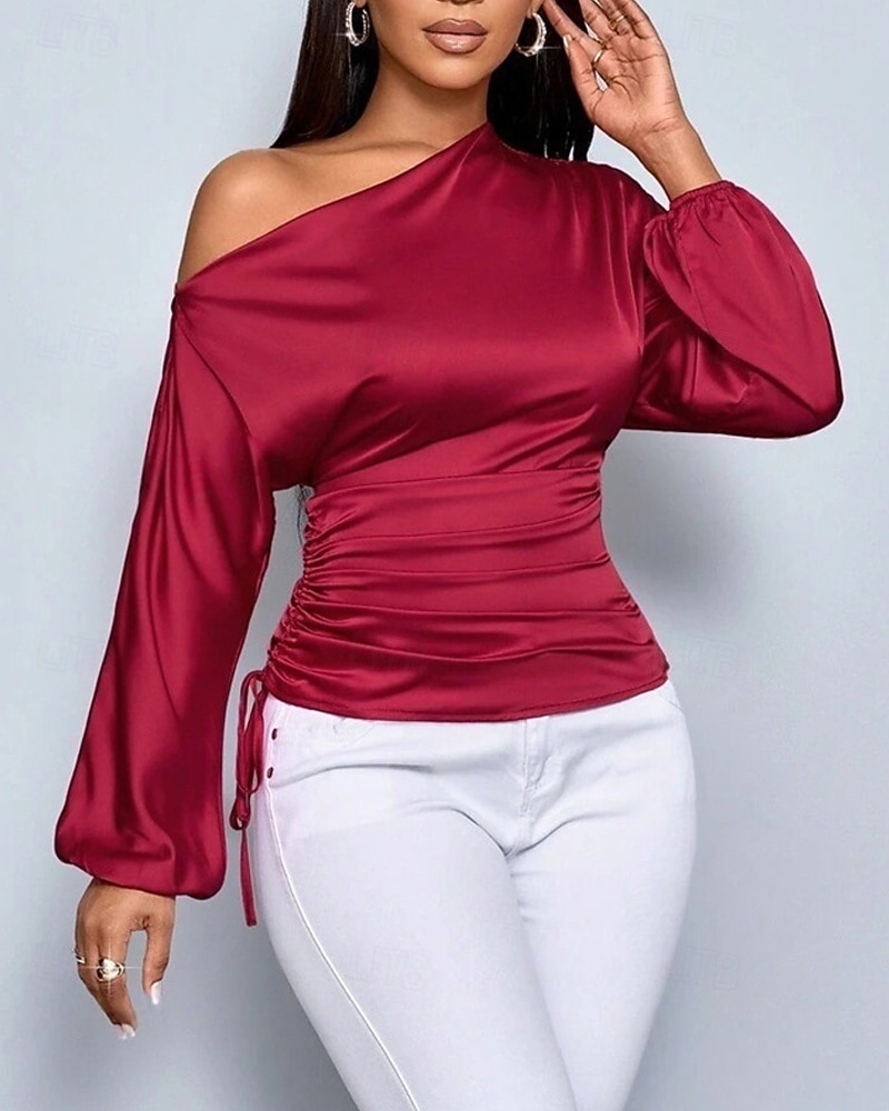 نسائي قميص أنيقة متأنق بقعة سهل أنيق كاجوال كم طويل جفاء قمصان عادية مناسب للبس اليومي مناسب للخارج غير المتماثلة أصفر وردي بلاشيهغ أحمر مشمشي الربيع الخريف 2025 - $23.99 –P9