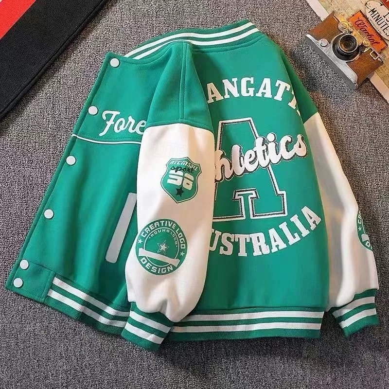 Barn Unisex Baseballjackor Ytterkläder Färgblock Långärmad Komfort Knappar Mjukt Täcka Utomhus Mode Dagligen Svart Grön Vår Höst 4 år + 2025 - $20.99 –P6