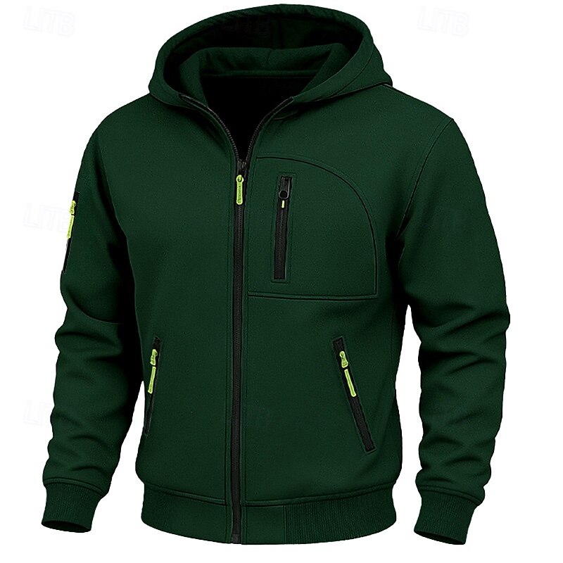 Férfi Kapucnis felsőrész Teljes cipzáros kapucnis Gyapjú pulóver Taktikai kapucnis pulóver Fekete Fehér Katonai zöld Burgundi vörös Sötétkék Kapucni Sima Texturált Sport & Szabadtéri Hétköznapi Napi 2025 - $23.99 –P4