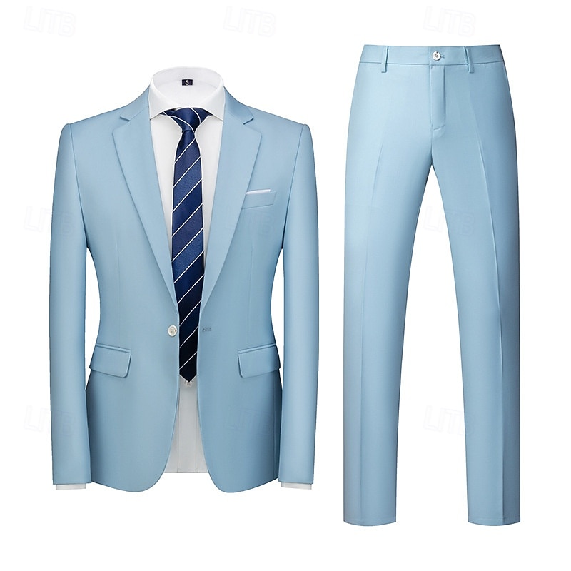 Homens Blazer Fato O negócio Coquetel Festa de Casamento 2 Peças Moda Casual Primavera Outono Poliéster Tecido Bolsos Botões Confortável Não Trespassado Jaqueta esporte Amarelo Escuro Cinzento Escuro de 2026 por $112.99 –P1
