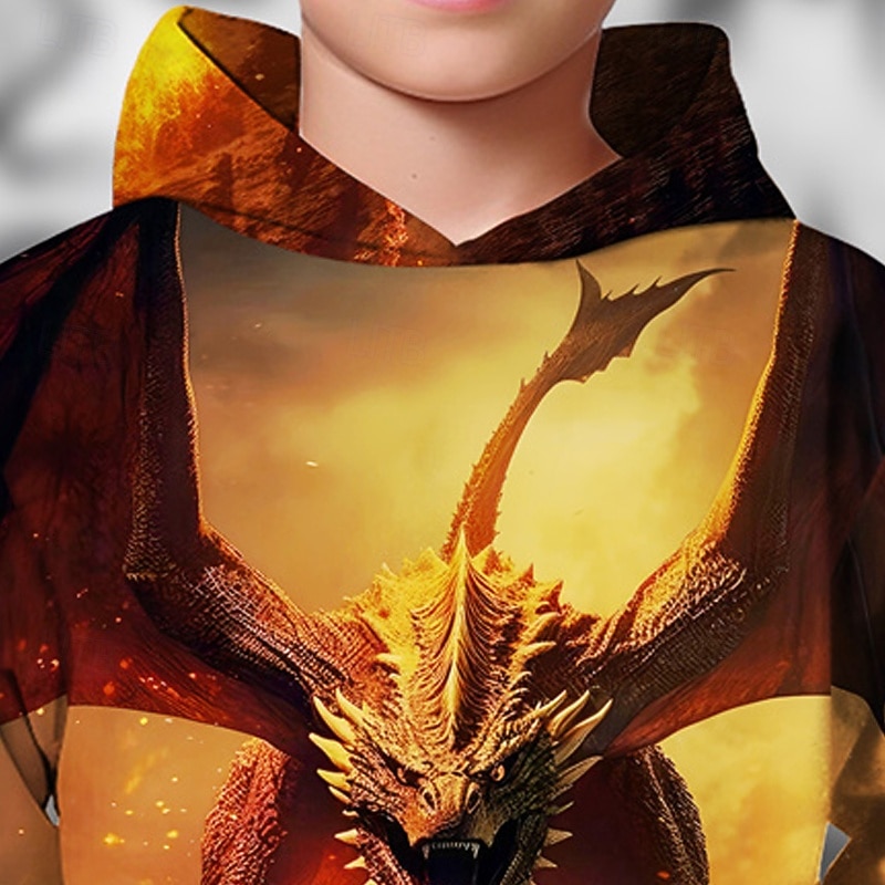 Halloween Boys' 3D Dinosaur Hoodie Long Sleeve Spring Fall Fashion Streetwear Kids 4-12 Years Hooded Outdoor Casual Daily Regular Fit 2026 - $18.99 –P2