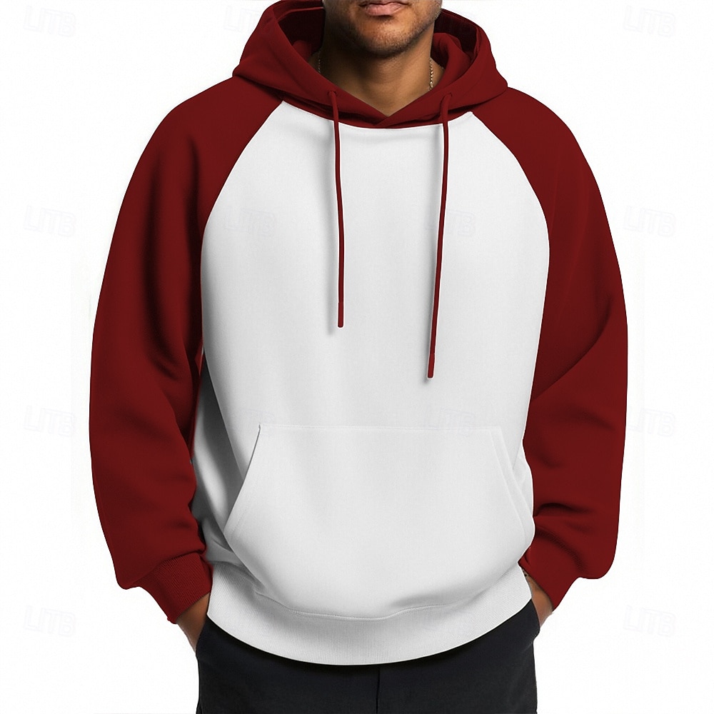 Hombre Sudadera Negro Vino Azul Marino Verde Trébol Azul claro Con Capucha Bloque de color Correa Retazos Bolsillo Deporte Diario Festivos Poliéster Ropa de calle Básico Casual Primavera Otoño Ropa 2026 - $33.99 –P11