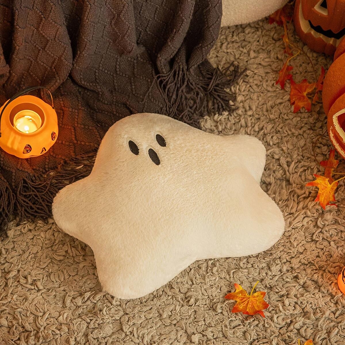 1 Pc Cute Ghost Pillow Cover, Boho Square Zipper Cushion Cover, Casual Decorative Throw Pillow Case for Halloween and Home Decor 2026 - $15.99 –P2