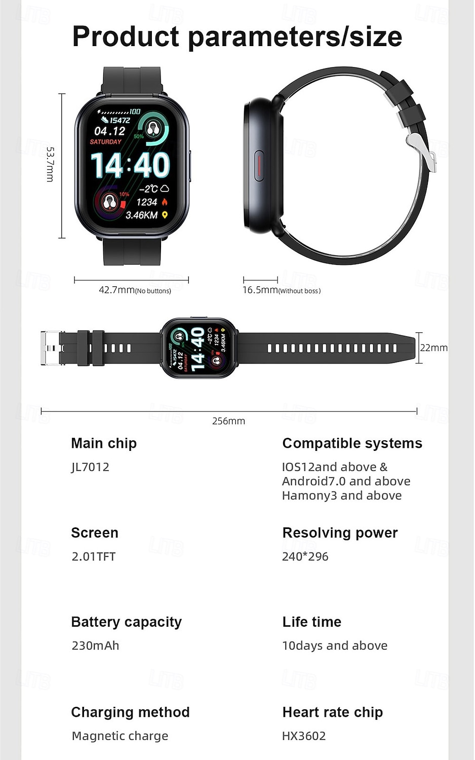 TWSD12 Smart Watch 2.01 inch Smartwatch Fitness Running Watch Bluetooth Temperature Monitoring Activity Tracker Sedentary Reminder Compatible with Android iOS Women Men Long Standby Hands-Free Calls 2025 - $55.99 –P17
