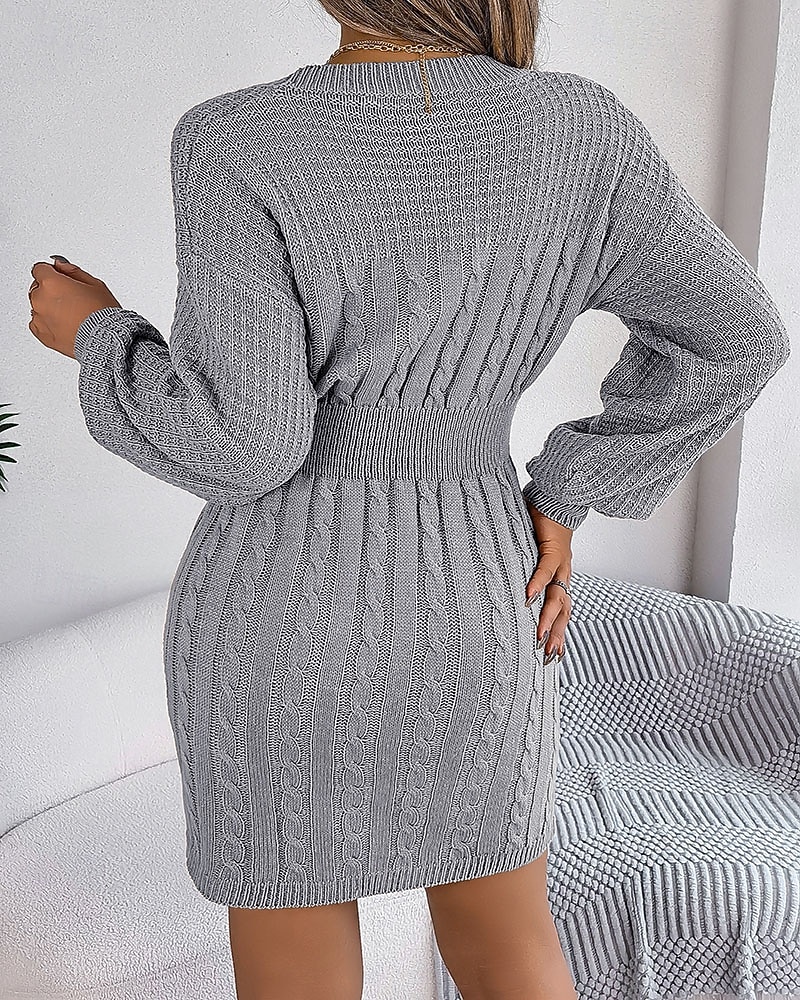 Damen Minikleid Pulloverkleid Bodycon Etui-Kleid Mode Modern Laternenärmel Täglich Ferien Wochenende Normale Passform Einfach Langarm Rundhalsausschnitt Wein Khaki Grau Frühling Herbst 2025 - $33.99 –P5
