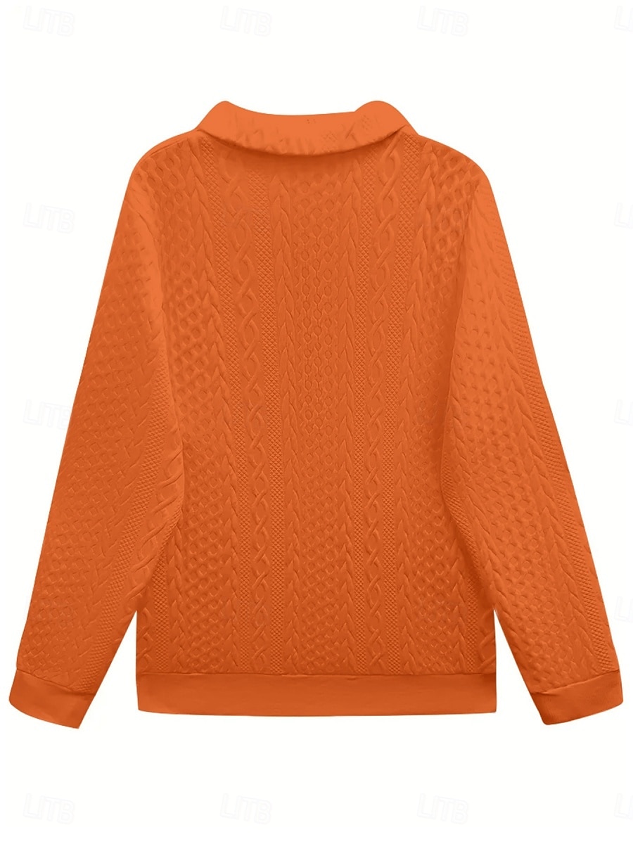 בגדי ריקוד נשים חולצה רוכסן צבע אחיד מסוגנן יום יומי סגנונות חוף שרוול ארוך צווארון חולצה חולצות רגילות יומי פול לבן ורוד מסמיק סגול כתום אביב סתיו חורף 2026 - $31.99 –P7