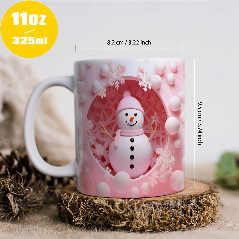 Cană cadou de Crăciun cu om de zăpadă 3D, 12 oz, ceașcă de cafea ceramică drăguță pentru sărbători, cană festivă de ceai cu ciocolată caldă pentru iarnă, petrecere de Crăciun, birou, decor de colecție 2026 - $13.99 –P4
