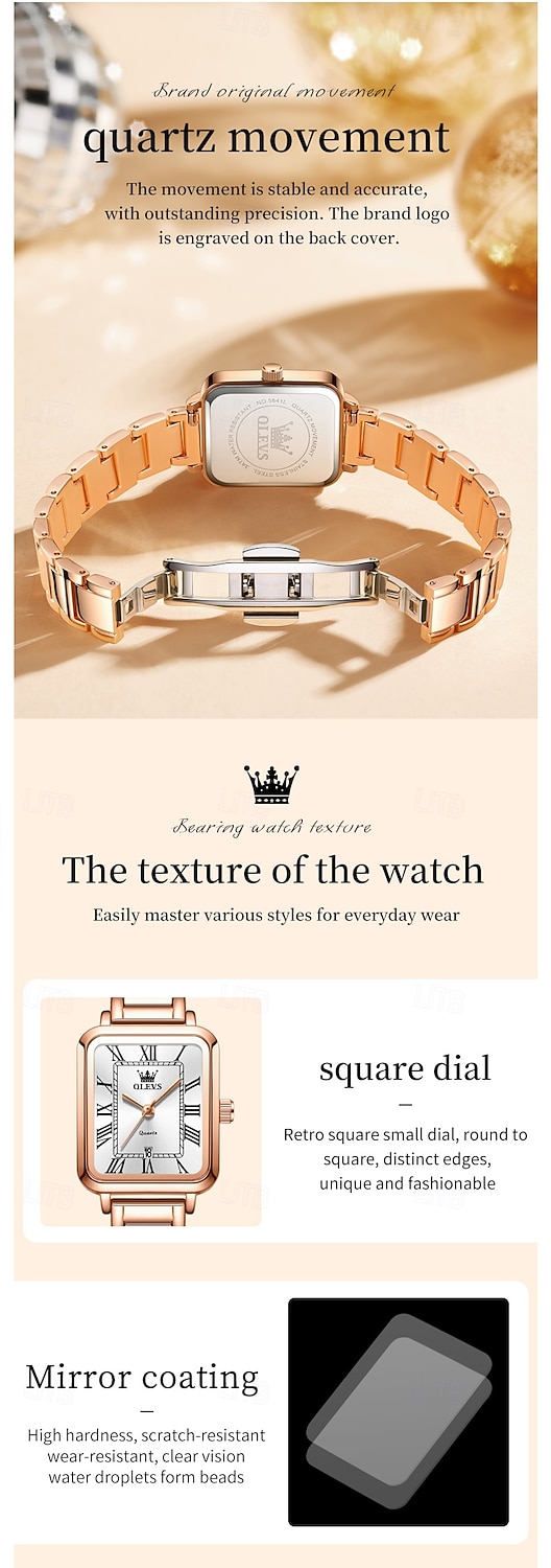 OLEVS 5641 Quartz Watch Woman Top Brand Original Waterproof Watch Mother's Day Gift for women Stainless Steel Strap Roman Scale Date Wristwatch 2026 - $35.99 –P4