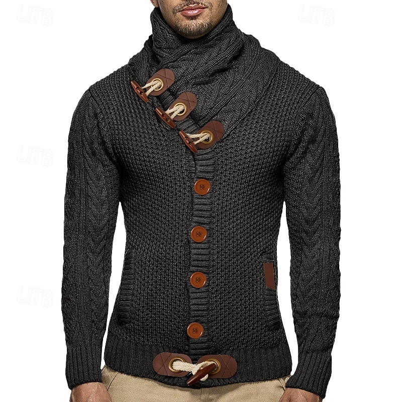 Homens Suéter Carregam Suéter de gola alta Estriado Tricotar lenço Listrado Gola Alta à moda Contemporâneo Moderno Dia a Dia Casual Roupa Inverno Preto Branco S M L de 2026 por $43.99 –P5