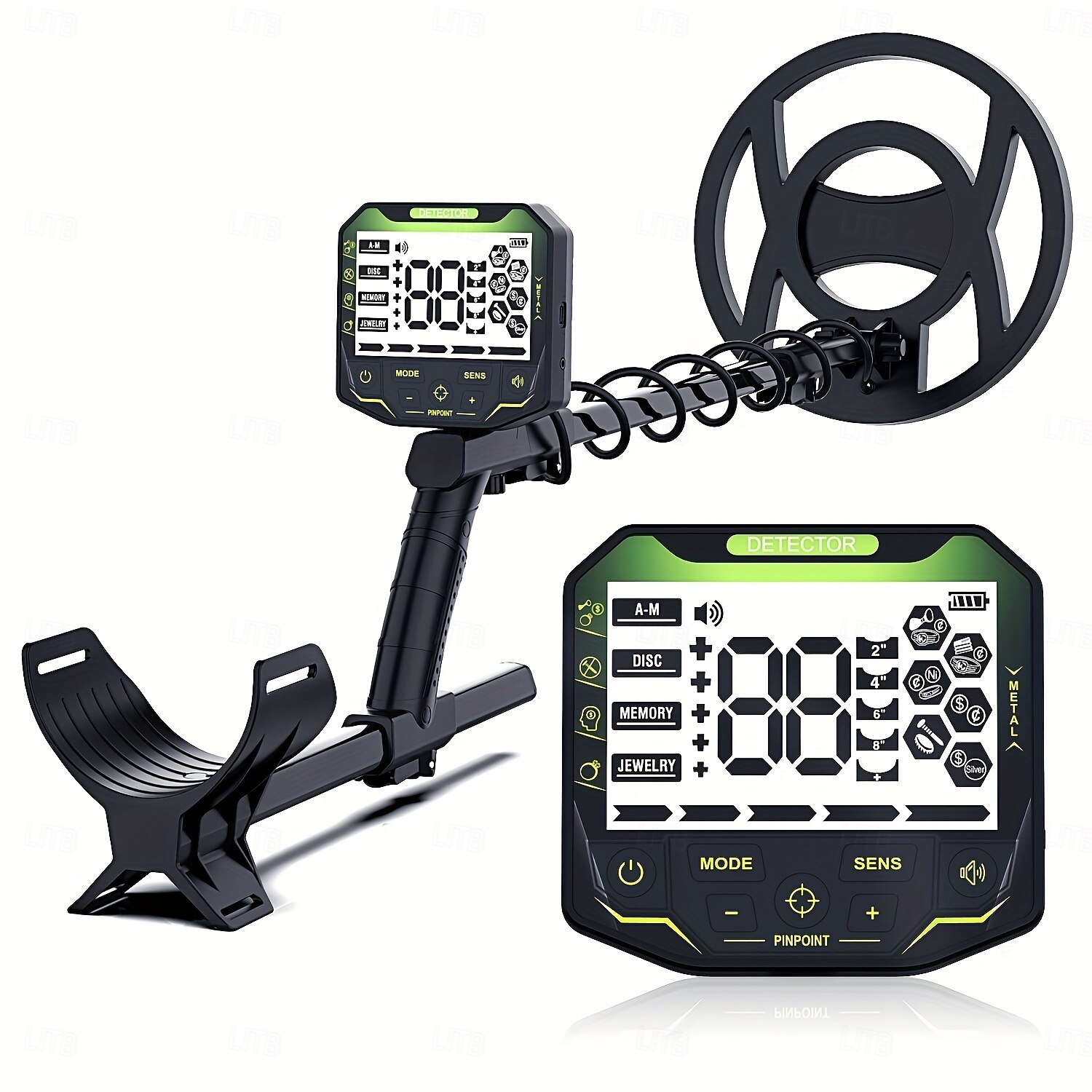detector de metais profissional com bobina de 10" - posicionamento preciso e de alta definição para moedas &metais, display lcd, painel de controle ajustável (bateria não incluída) de 2025 por $604.39 –P5
