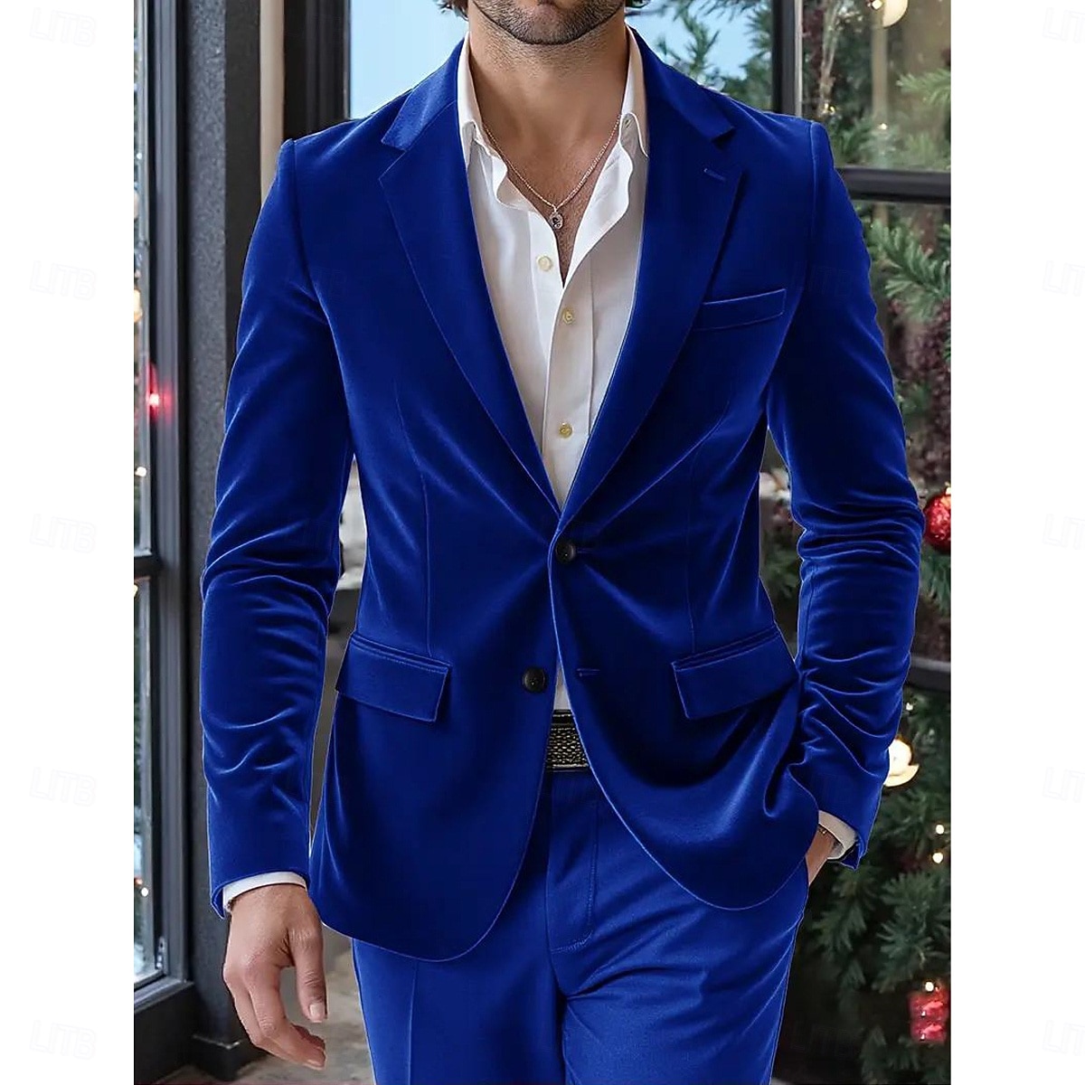 Herren Blazerjacke Notch-Kragen Lässig Einfarbig Blazer Schwarz Dunkelblau Figurbetonter Schnitt Einreihig Zwei-Knöpfe 2025 - $90.99 –P1