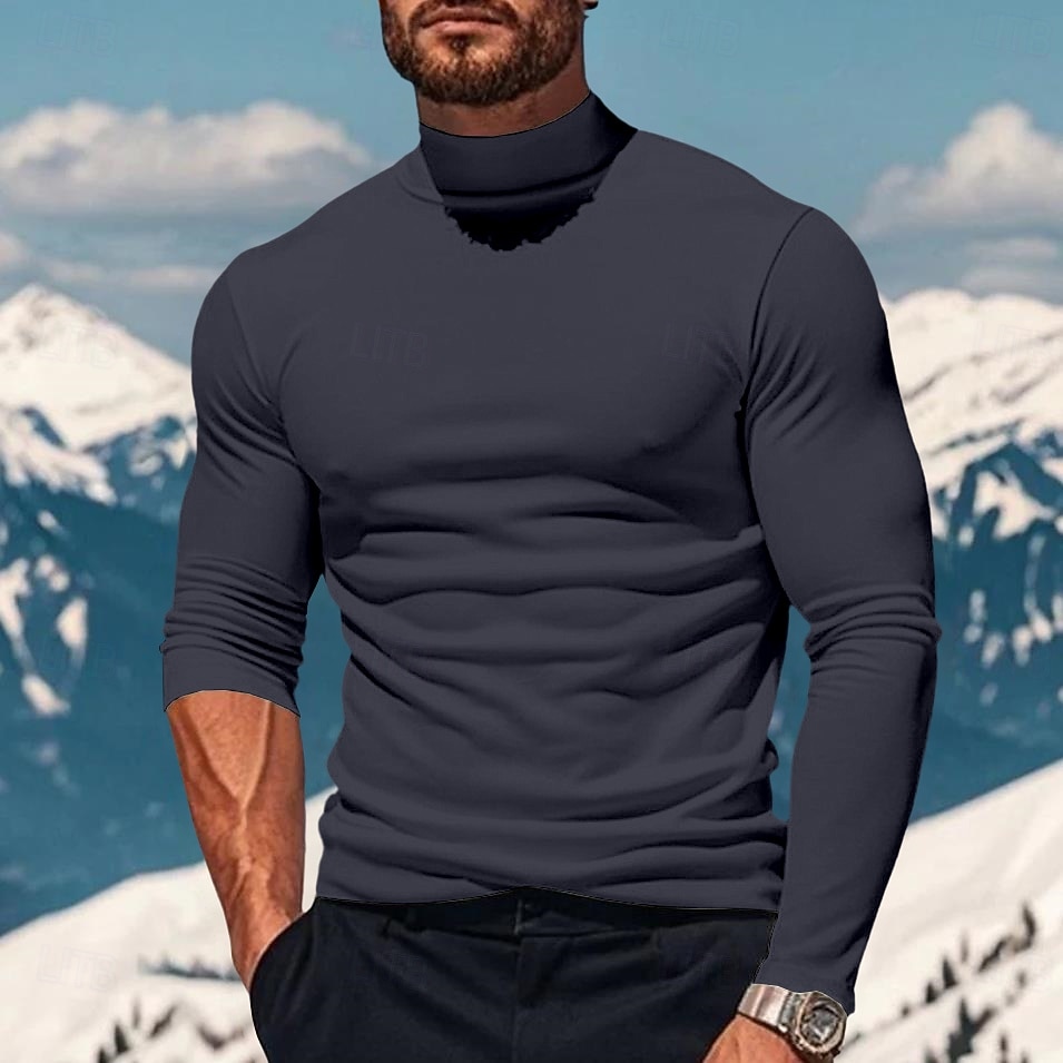 Férfi Pamut póló Tee Top Hosszú ujjú ing Gúnyos garbó Hosszú ujj Körgallér Halom nyak Tél Tavasz & Ősz Tömör szín Napi Alkalmi Utcai stílus Magasnyakú Sima Hétköznapi Napi Szabadtéri Fekete Fehér 2026 - $18.99 –P9