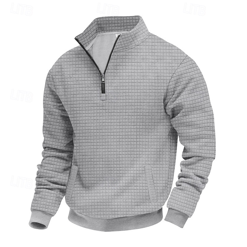 Per uomo Maglia Felpa a nido d'ape Felpa con cappuccio Maglione Felpa con zip corta Nero Bianco Blu marino Cachi Grigio chiaro Colletto Mao Semplice Patchwork Sport & Outdoor Casuale Quotidiano del 2025 a $23.99 –P6