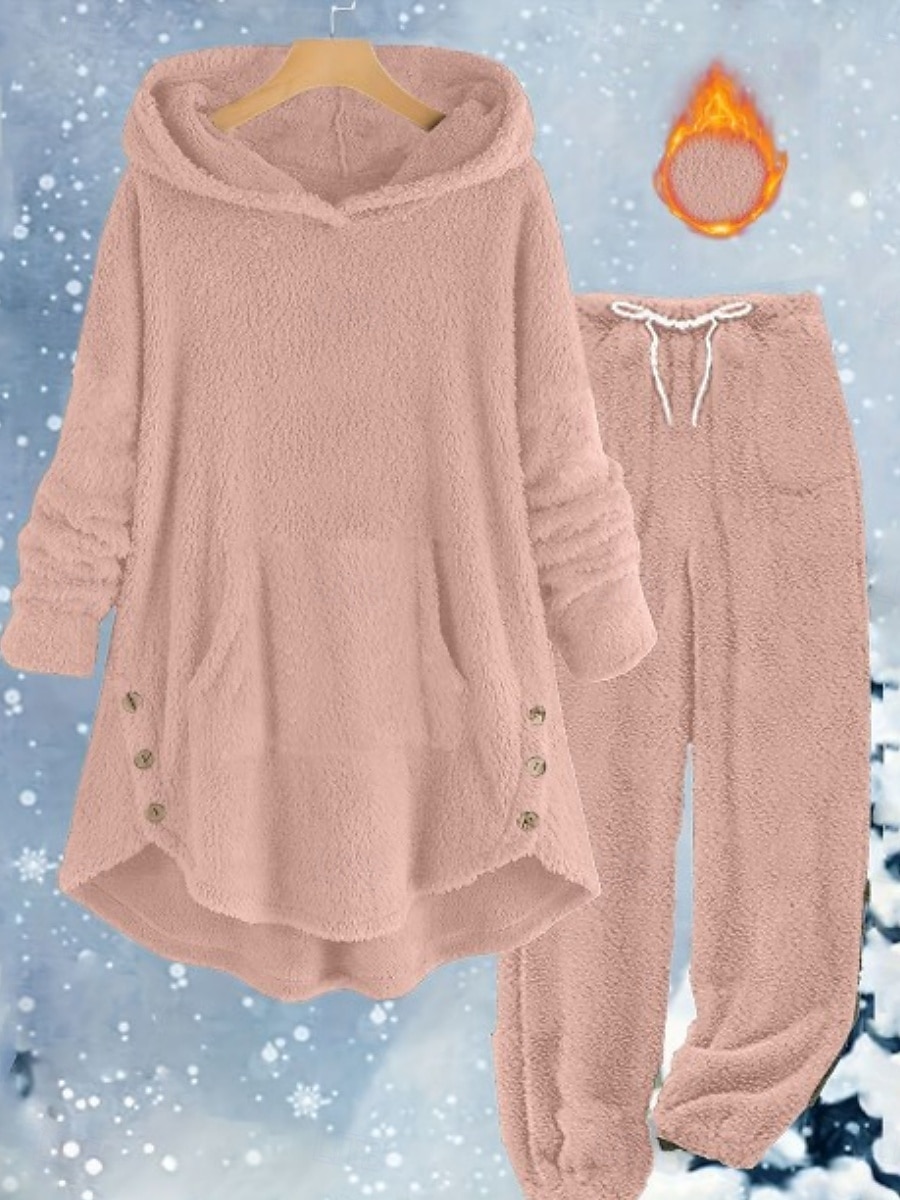 Femmes Ensembles de Pantalons manche longue À capuche Uni Mode Streetwear Quotidien Occasionnel Quotidien Noir Blanche Jaune Printemps Coupe Ample de 2026 ? $49.99 –P1