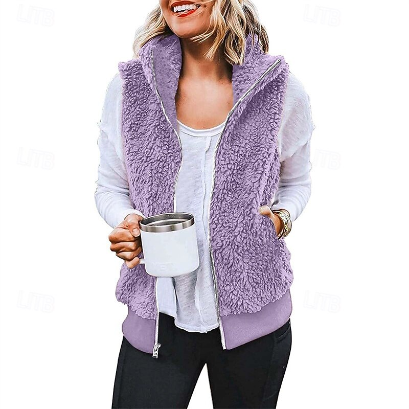 Mujer Chaqueta casual Cómodo Transpirable Cremallera Bolsillo Casual Plano Vacaciones Calle Casual Ropa Cotidiana Cremallera Corto Regular Con Capucha Ajuste regular Sin Mangas Ropa de calle Negro 2025 - $28.99 –P7