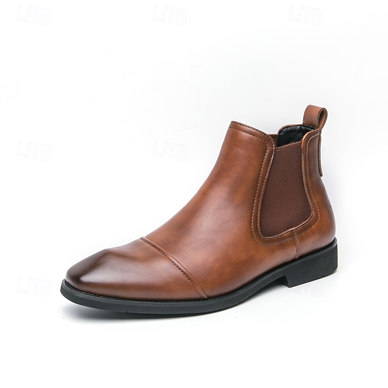 Homme Bottes Bottes Chelsea Rétro Marche ancien Quotidien Cuir PU Confortable Bottines Mocassin Noir Marron Printemps Automne Hiver de 2025 ? $46.99 –P1