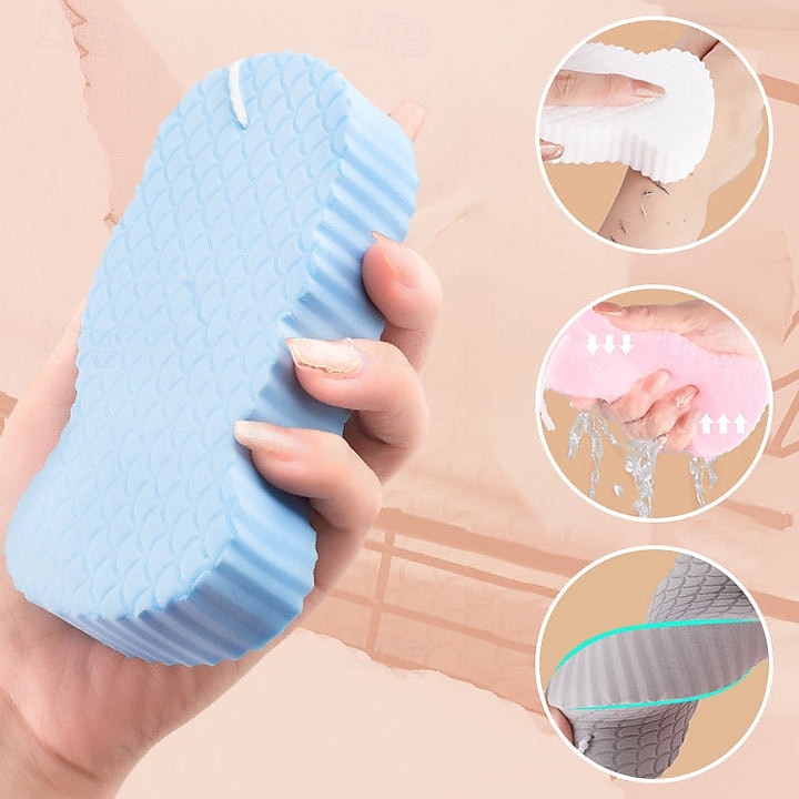 4-pack superzachte exfoliërende badspons – hypoallergene 3D-lichaamsscrubber, TPR-materiaal, handmatige dieptereiniging &huidverzachtend, roze/blauw/wit/grijs 2026 - $11.99 –P8