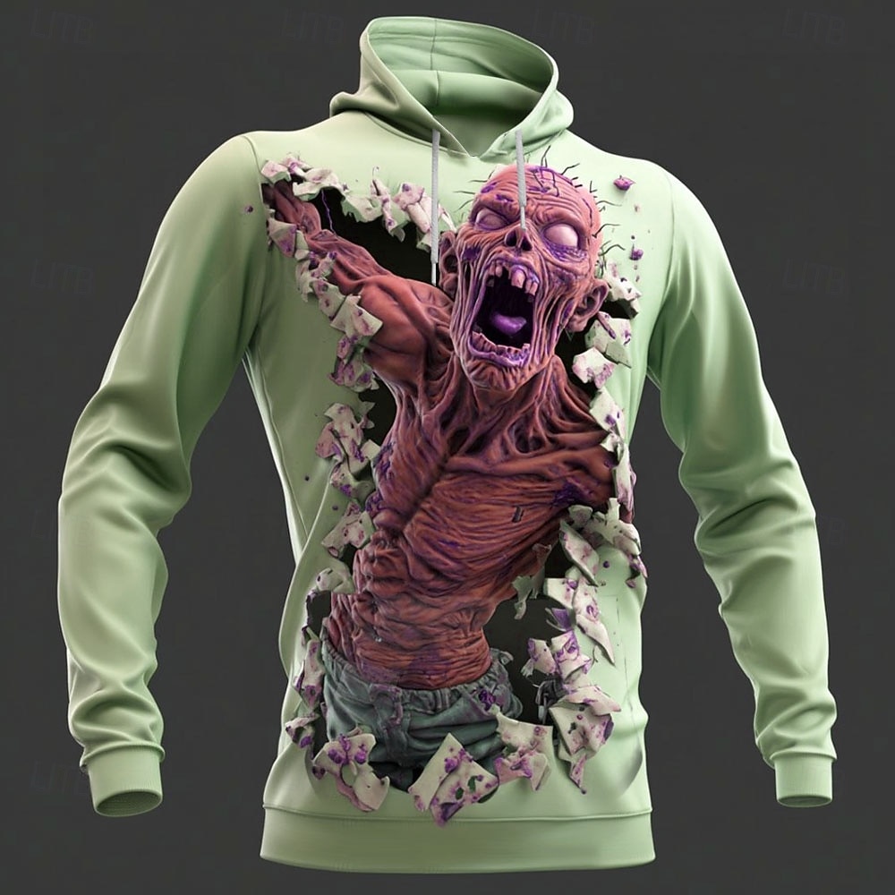 Bărbați 3D Print Zombi #D Hanorac cu Glugă Hanorca Punk Exagerat Gotic Casual Manșon Lung Stil Nautic Capișon Haine de strada Club Albastru piscină Albastru Lac Trifoi Kaki Cordon Toamnă Iarnă 2026 - $33.99 –P2