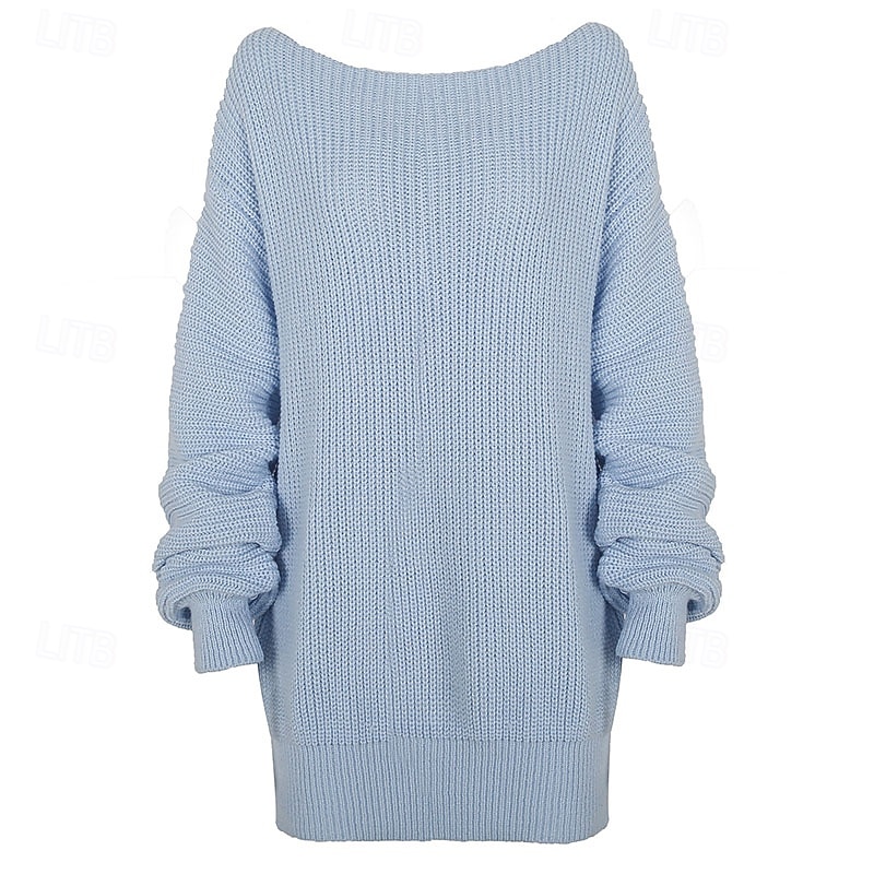 Dames Mini-jurk Trui-jurk Modieus Modern Lantaarn mouw Dagelijks Uitgaan Weekend Normale pasvorm Effen Lange mouw Schouderafhangend Zwart Wit Blozend Roze blauw Lente Herfst 2025 - €26.72 –P11