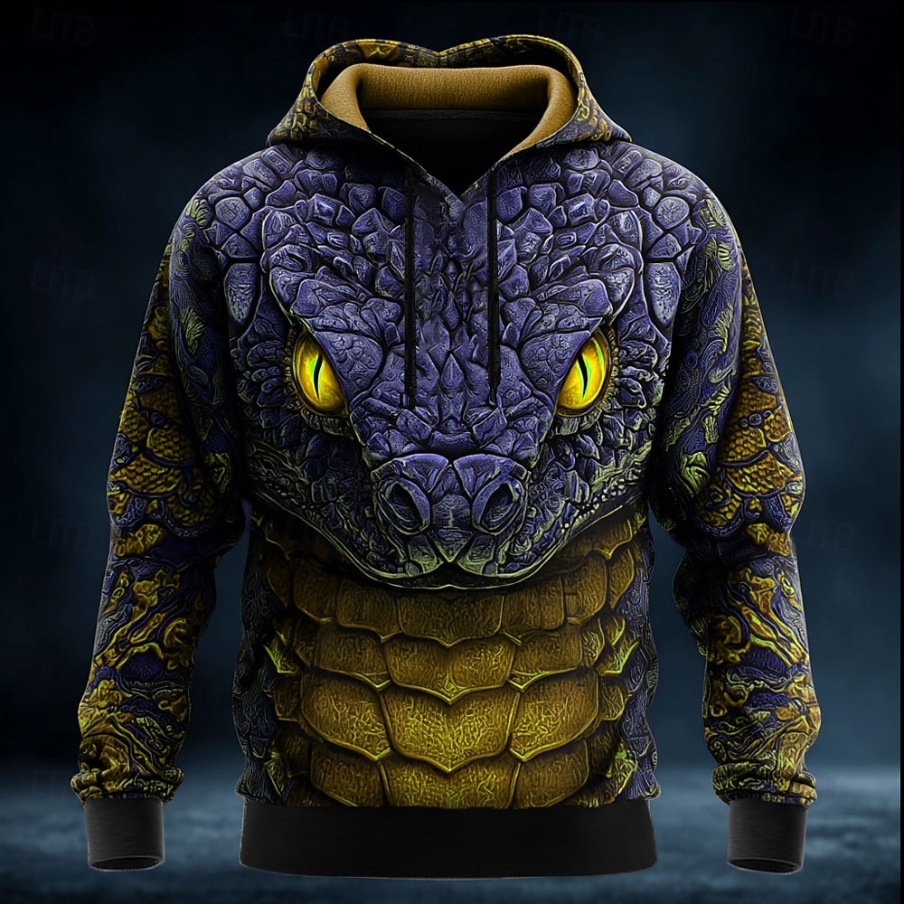 Homme 3D Serpent Sweat à capuche Sweatshirt Frais Fête manche longue Col ras du cou Vêtements de rue Club Bleu Jaune Rouge Vert Cordon de serrage Automne Hiver Designer S M L XL XXL XXXL de 2026 ? $28.99 –P4
