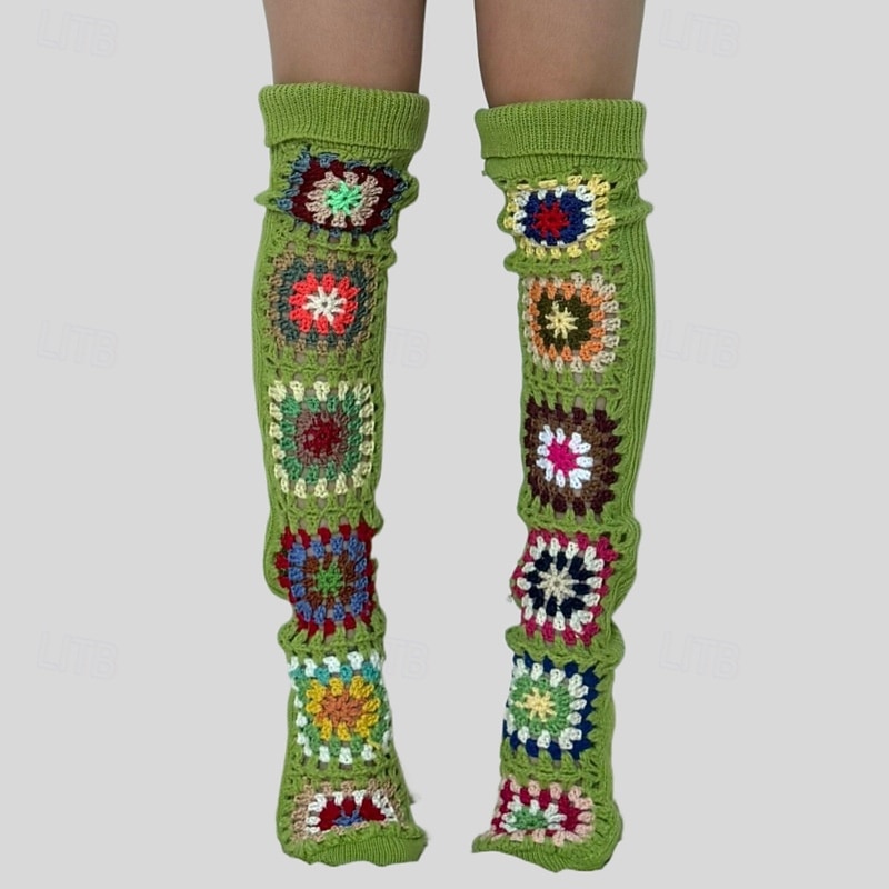 Dames Knie Hoge Sokken Kousen Buiten Feestdagen Bloem Polyesteri Basic Casual Elastisch Warm 1 paar 2026 - $19.99 –P12