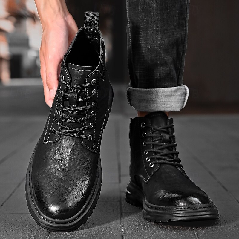 Per uomo Stivali Retrò Camminata Vintage Quotidiano PU Confortevole Stivali a Metà Polpaccio Allacciatura Nero Cachi Primavera Autunno del 2026 a $59.99 –P10