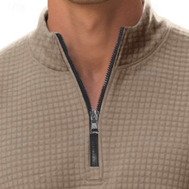 Per uomo Maglia Felpa a nido d'ape Felpa con cappuccio Maglione Felpa con zip corta Nero Bianco Blu marino Cachi Grigio chiaro Colletto Mao Semplice Patchwork Sport & Outdoor Casuale Quotidiano del 2025 a $23.99 –P9