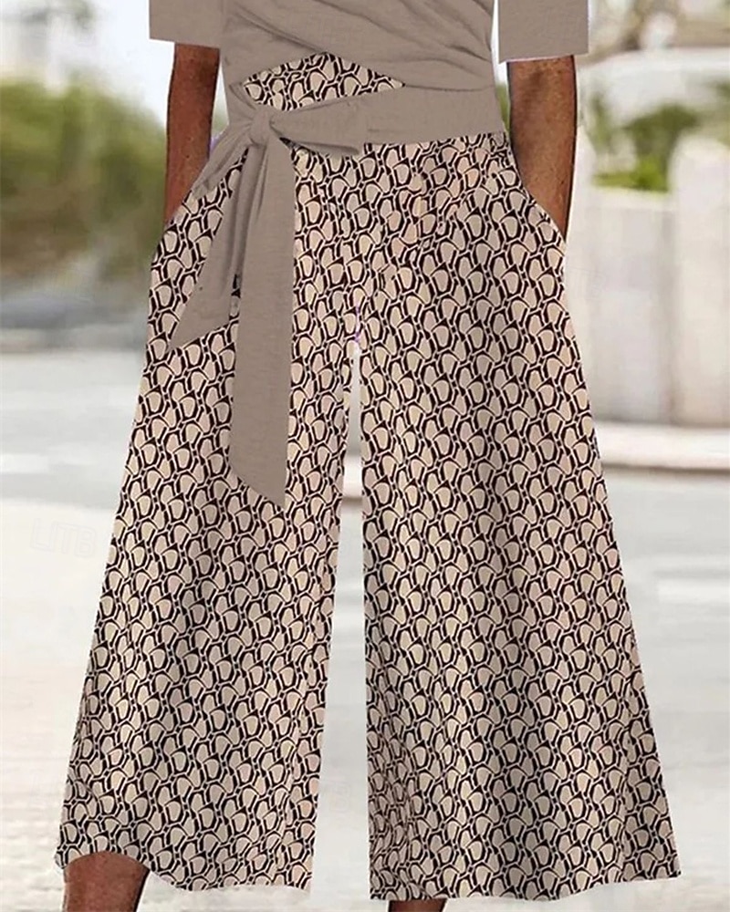 Női Szabályos Jumpsuitek Utcai sikk Mértani Féhosszú Széles lábszár U-alakú Zseb Utca Napi Normál Khakizöld Tavasz 2025 - $29.99 –P3