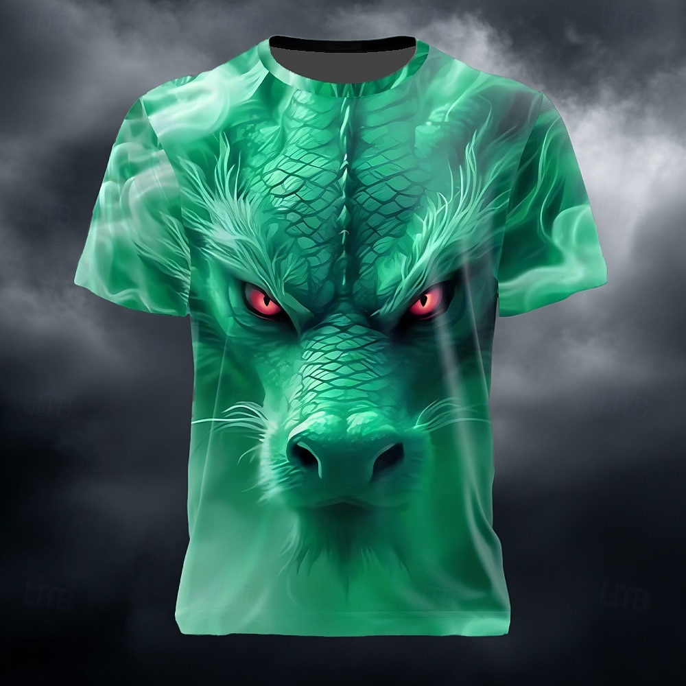 Männer Optische Täuschung Drache 3D T-Shirt Kurzarm T-Shirt 3D Druck Rundhals T-Shirt Übertriebene Designer Horror Party Straßen Feiertag Blau Orange Grün Sommer Frühling Alle Jahreszeiten Kleidung 2026 - $20.99 –P2