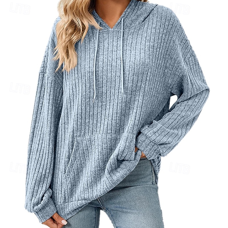 Dam Pullover Hoodie Sweatshirt Slät Ledigt Långärmad Huva Vanliga toppar Gata Helgdag Ficka Ljusgrön Vin Ljuslila Kaki Armégrön Höst Vinter 2025 - $21.99 –P9