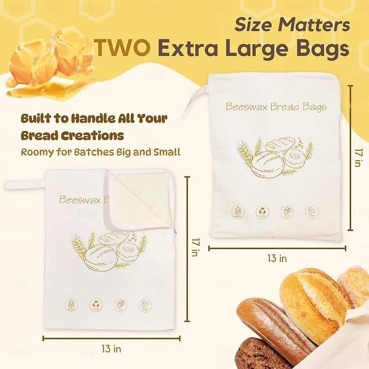 accès large à glissière en coton &Sacs à pain en cire d'abeille pour levain, sacs de conservation des aliments en cire d'abeille réutilisables, sac de conservation des aliments en coton extra large et de 2025 ? $19.49 –P7