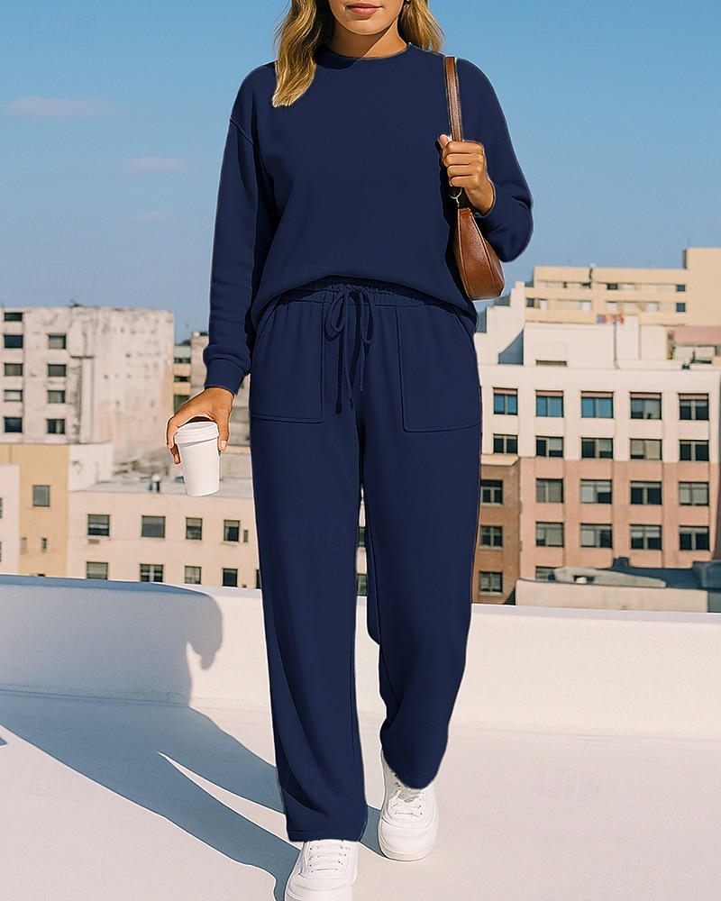 Per donna Tuta da 2 pezzi Felpa pullover Set di tute da ginnastica Coulisse con tasca Tinta unita Completo Abbigliamento Autunno Nero Cachi Allenamento All'aperto Viaggio Vita Alta Leggero Di tendenza del 2025 a $45.99 –P4