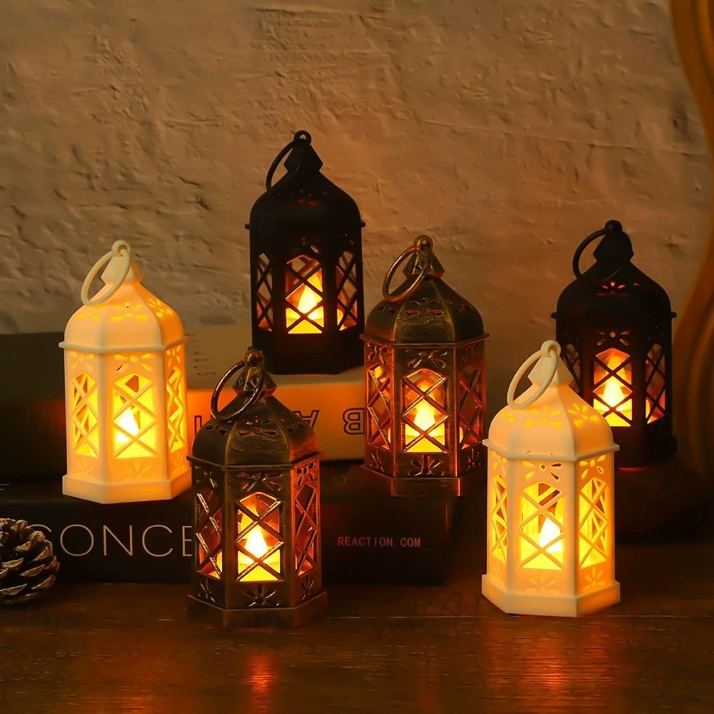 6pcs Christmas Retro Lantern LED Candle Light Battery Powered Creative Lantern for Halloween Christmas and New Year Holiday Party Bedroom Living Room Window Bar Decorations 2025 - $23.99 –P1