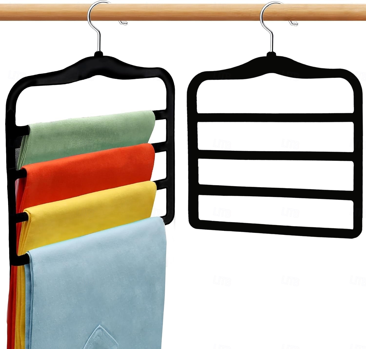 Lot de 3 organisateurs de placard et de rangement en velours pour pantalons, cintres, gain de place, organisateur antidérapant à 5 niveaux pour foulards et jeans, essentiels pour dortoirs pour de 2025 ? $16.49 –P2