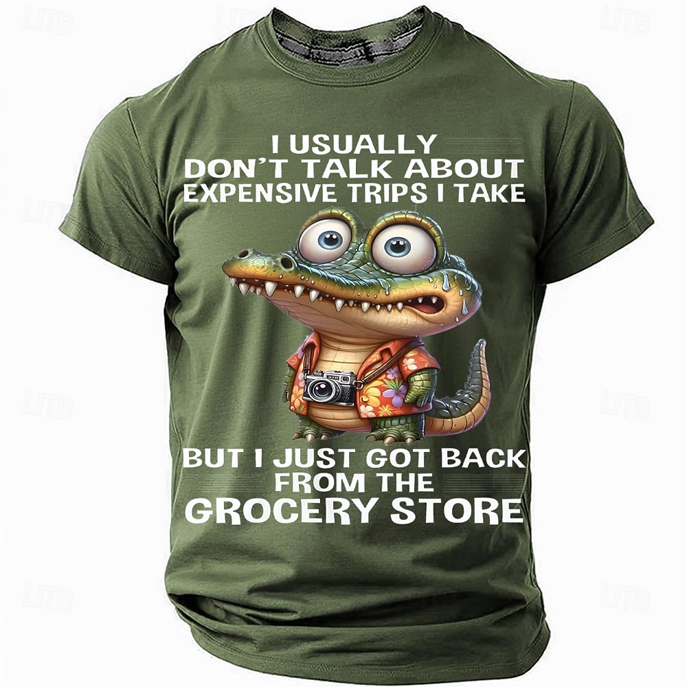 Camiseta Masculina Engraçada "Viagens Caras" Gráfica de Supermercado Jacaré Manga Curta Humor de 2026 por $21.99 –P2