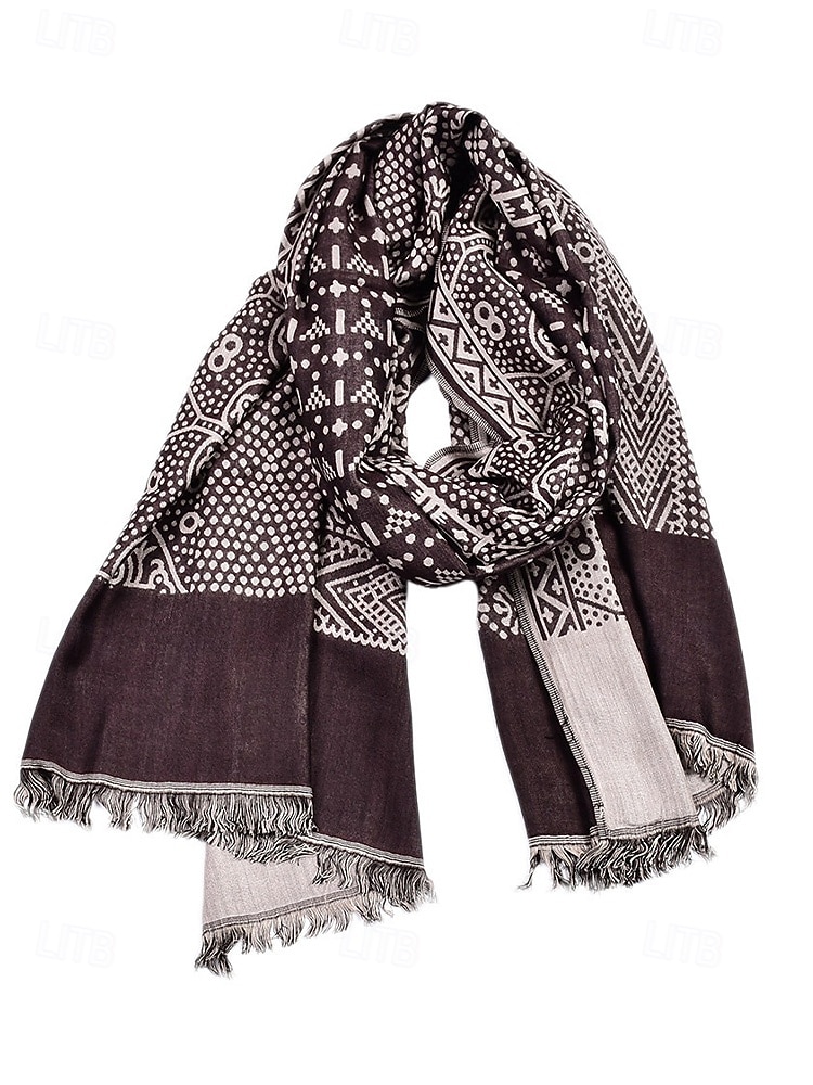 Herreskjerf i bomull med etnisk paisleymønster, mykt og lett sjal, julegave til ham, fritids- og høytidsklær 2026 - $18.99 –P11