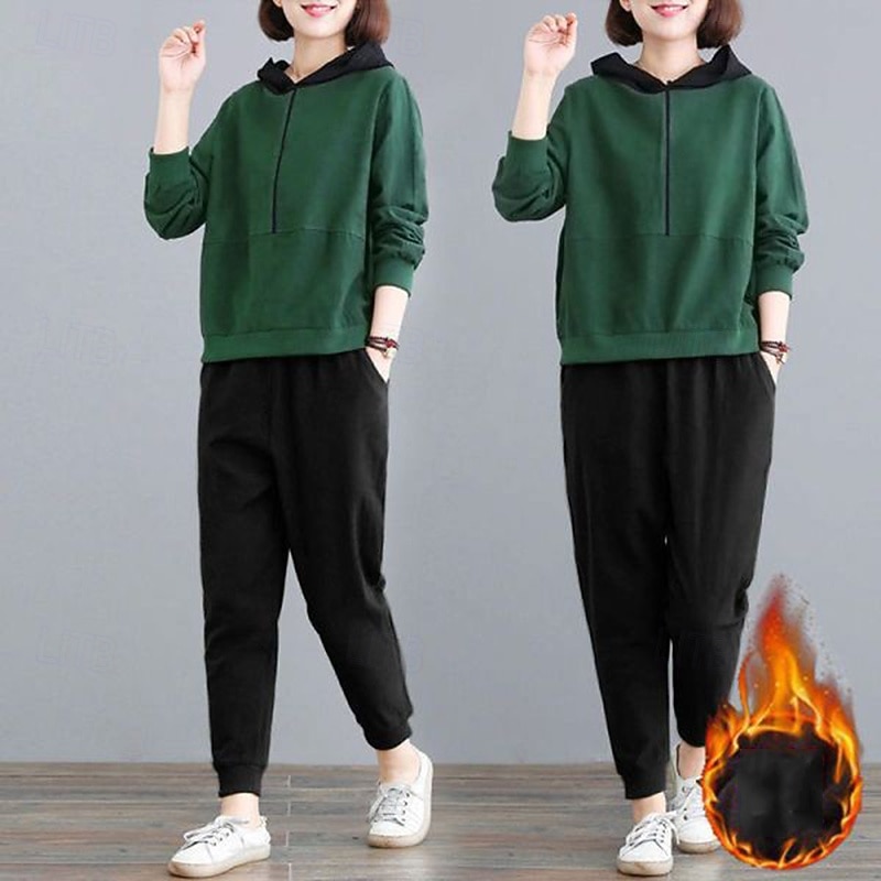 Per donna Felpe con cappuccio da salotto Tute in pile con tasca Tinta unita Completo Abbigliamento Autunno & Inverno Nero Rosso Palestra All'aperto Corsa Antivento Caldo Manica Lunga Sport del 2025 a $74.99 –P4