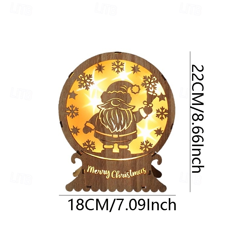 Julpwooden LED dekorativa lampor skrivbordspynt julprydnader inomhus sovrum studierum matsalar atmosfärdekorerande lampor AA batteribox 2025 - $13.49 –P4