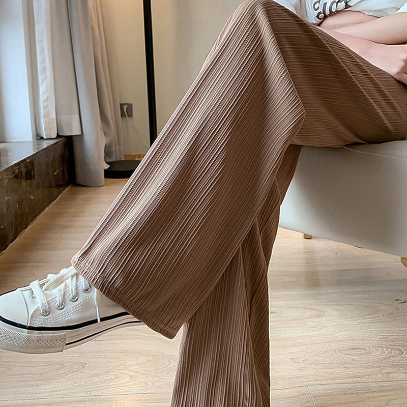 Per donna Gamba larga Pantaloni Pantaloni Palazzo Moda Streetwear Lunghezza intera Vita Alta Semplice Elastico in vita Traspirabilità Confortevole Streetwear Abbigliamento quotidiano Uscire Nero del 2025 a $14.99 –P11