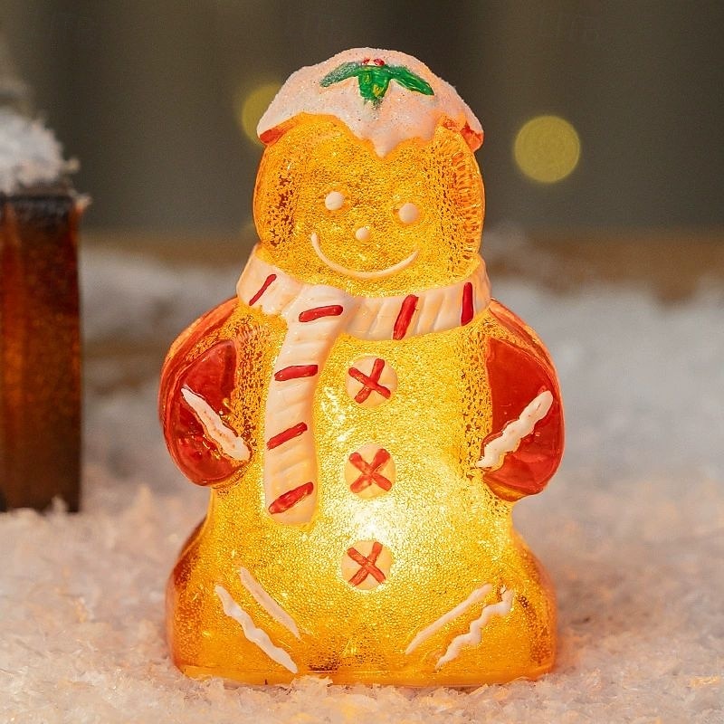 Crăciun drăguț om de turtă dulce lumină strălucitoare om de zăpadă Crăciun alimentat cu baterii ornamente de Crăciun cadou de Anul Nou decorațiuni interioare 2025 - $9.49 –P7